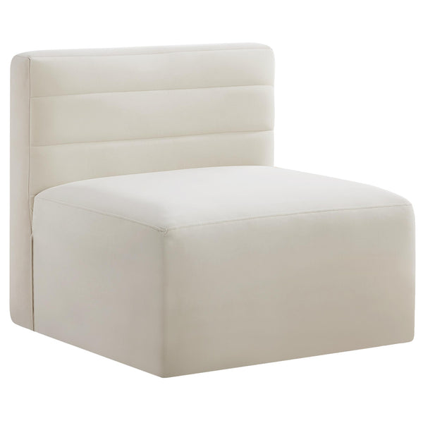 Meridian Quincy Stationary Fabric Chair 677Cream-Armless IMAGE 1