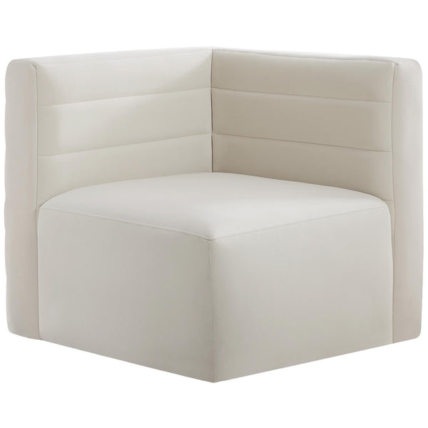 Meridian Quincy Stationary Fabric Chair 677Cream-Corner IMAGE 1