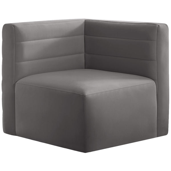 Meridian Quincy Stationary Fabric Chair 677Grey-Corner IMAGE 1
