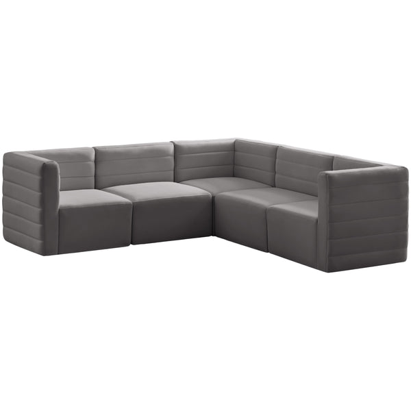 Meridian Quincy Fabric Sectional 677Grey-Sec5C IMAGE 1