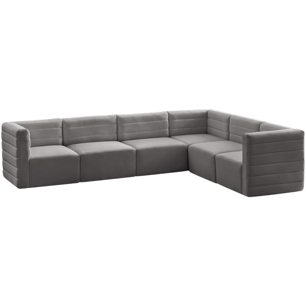 Meridian Quincy Fabric Sectional 677Grey-Sec6A IMAGE 1