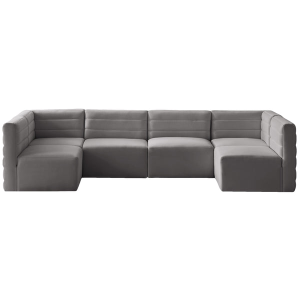 Meridian Quincy Fabric Sectional 677Grey-Sec6B IMAGE 1