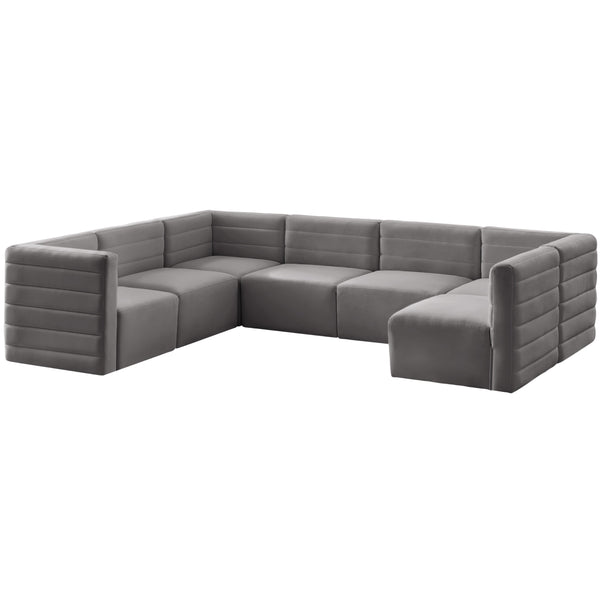 Meridian Quincy Fabric Sectional 677Grey-Sec7A IMAGE 1