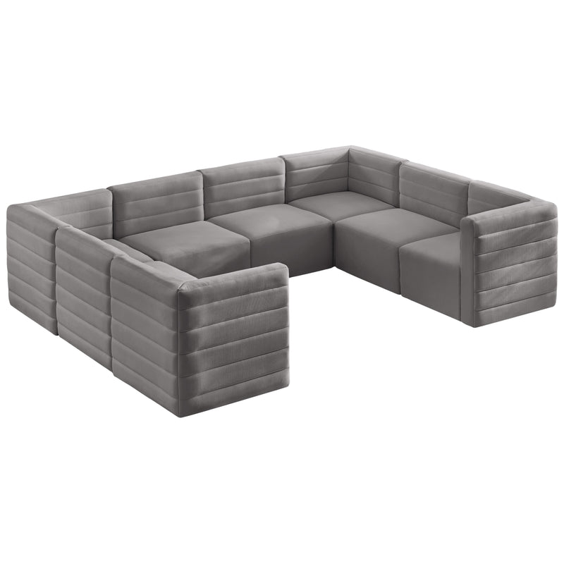 Meridian Quincy Fabric Sectional 677Grey-Sec8A IMAGE 1