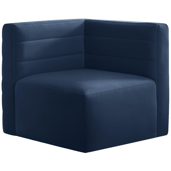 Meridian Quincy Stationary Fabric Chair 677Navy-Corner IMAGE 1