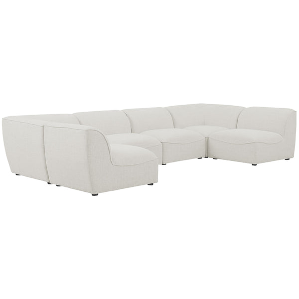Meridian Miramar Fabric Sectional 683Cream-Sec6D IMAGE 1