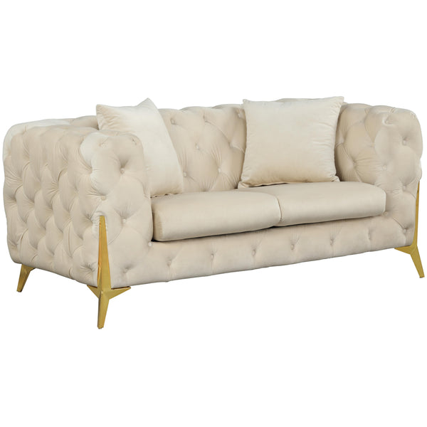 Meridian Kingdom Stationary Fabric Loveseat 695Cream-L IMAGE 1