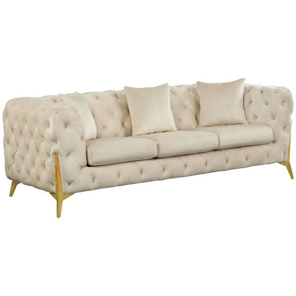 Meridian Kingdom Stationary Fabric Sofa 695Cream-S IMAGE 1