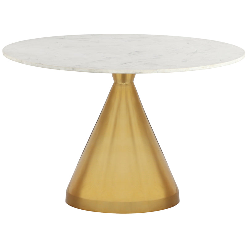 Meridian Round Emery Dining Table with Marble Top and Pedestal Base 885-T IMAGE 1