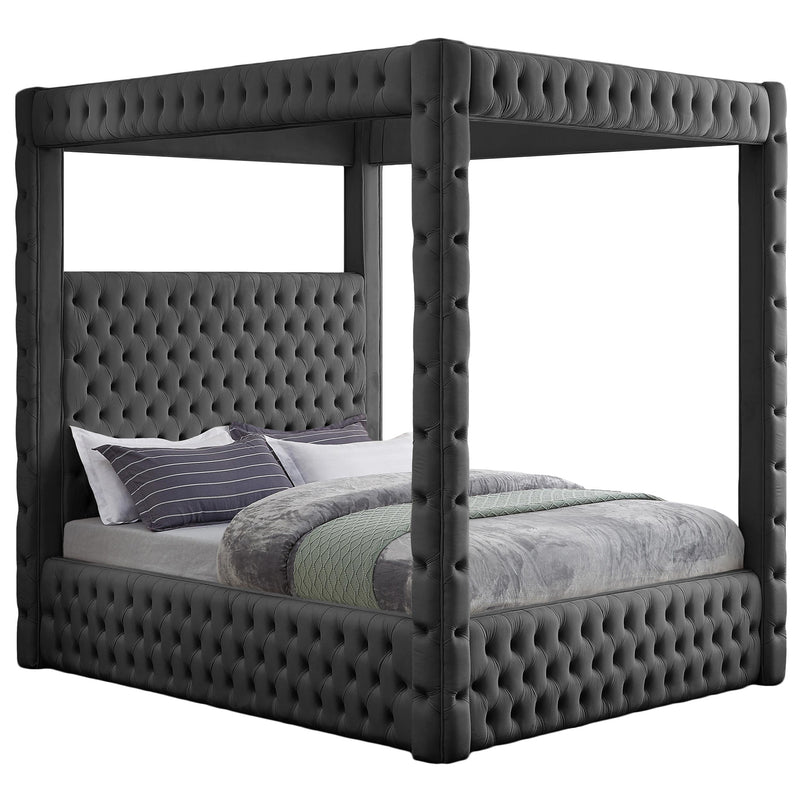Meridian Royal Queen Canopy Bed RoyalGrey-Q IMAGE 1