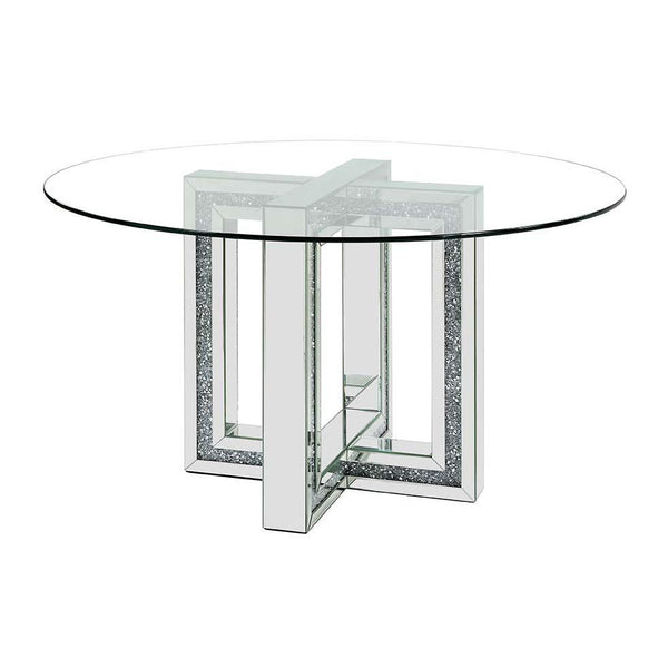 Acme Furniture Noralie Dining Table with Glass Top and Trestle Base DN00715 IMAGE 1