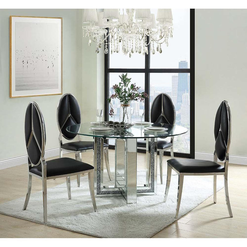 Acme Furniture Noralie Dining Table with Glass Top and Trestle Base DN00715 IMAGE 5