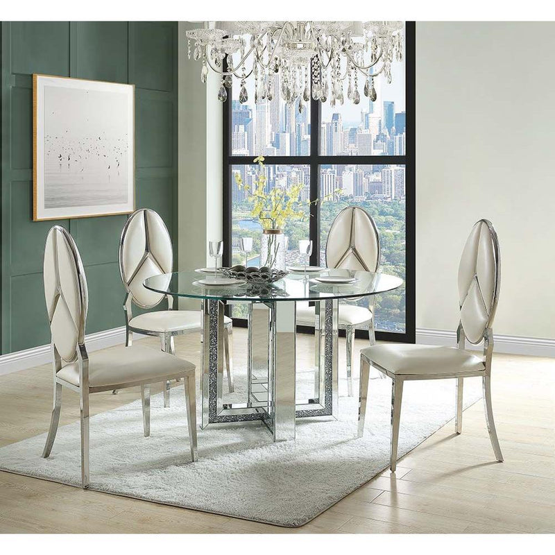 Acme Furniture Noralie Dining Table with Glass Top and Trestle Base DN00715 IMAGE 6