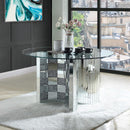 Acme Furniture Noralie Dining Table with Glass Top and Pedestal Base DN00718 IMAGE 1