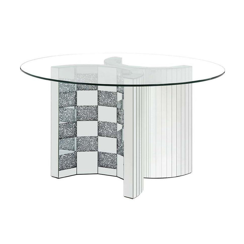 Acme Furniture Noralie Dining Table with Glass Top and Pedestal Base DN00718 IMAGE 1