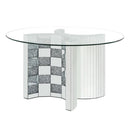 Acme Furniture Noralie Dining Table with Glass Top and Pedestal Base DN00718 IMAGE 2