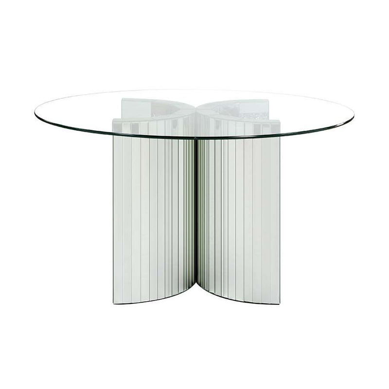Acme Furniture Noralie Dining Table with Glass Top and Pedestal Base DN00718 IMAGE 2