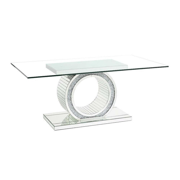 Acme Furniture Noralie Dining Table with Glass Top and Pedestal Base DN00720 IMAGE 1