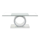 Acme Furniture Noralie Dining Table with Glass Top and Pedestal Base DN00720 IMAGE 2