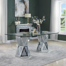 Acme Furniture Noralie Dining Table with Glass Top and Pedestal Base DN00722 IMAGE 1