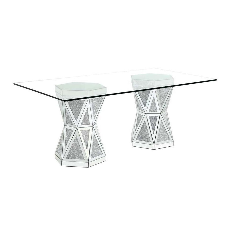 Acme Furniture Noralie Dining Table with Glass Top and Pedestal Base DN00722 IMAGE 1
