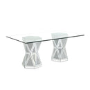 Acme Furniture Noralie Dining Table with Glass Top and Pedestal Base DN00722 IMAGE 2