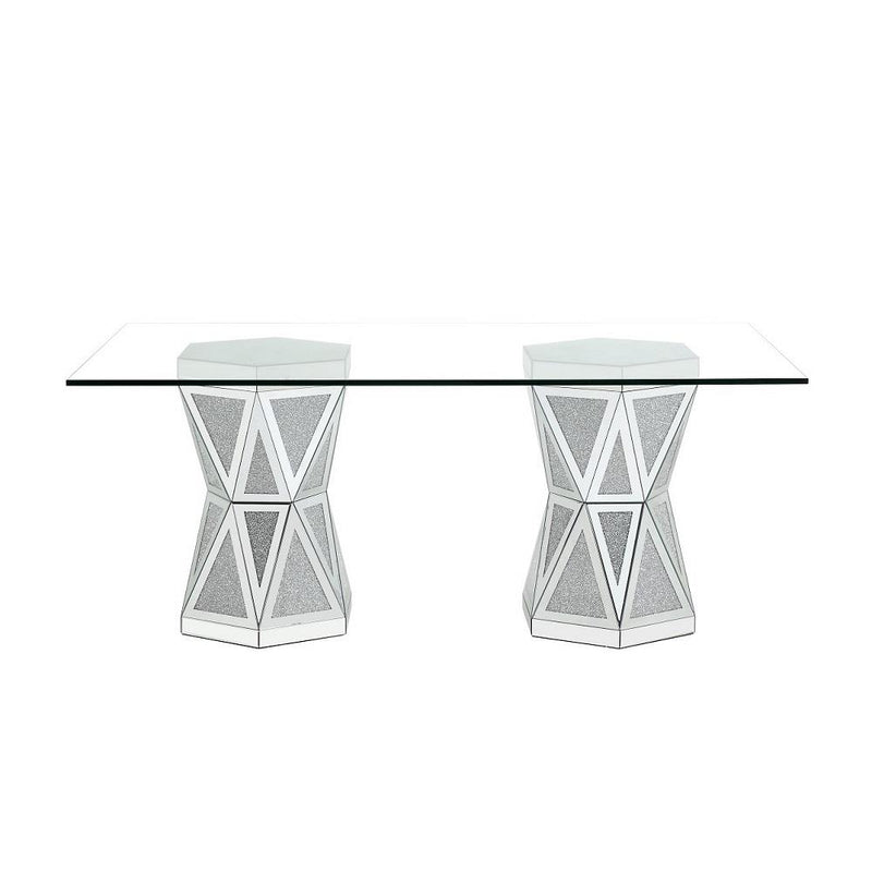 Acme Furniture Noralie Dining Table with Glass Top and Pedestal Base DN00722 IMAGE 3