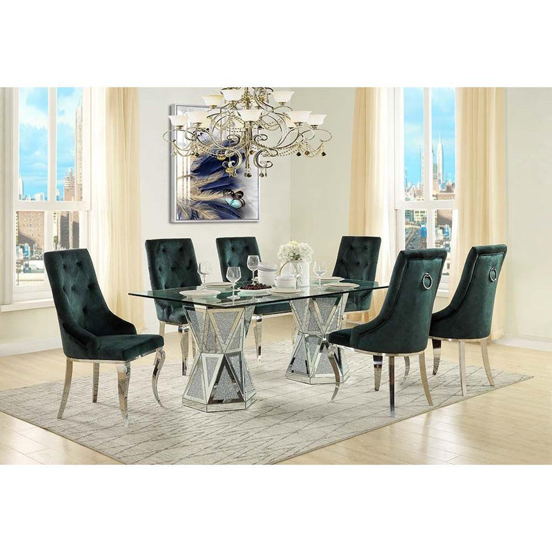 Acme Furniture Noralie Dining Table with Glass Top and Pedestal Base DN00722 IMAGE 4