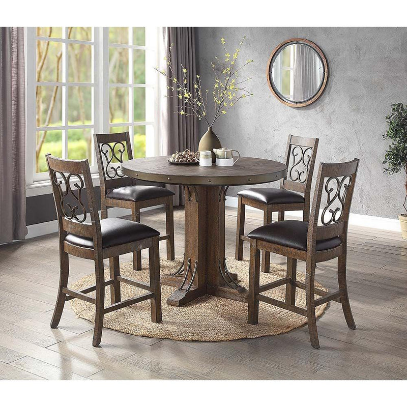Acme Furniture Round Raphaela Counter Height Dining Table with Pedestal Base DN00985 IMAGE 4