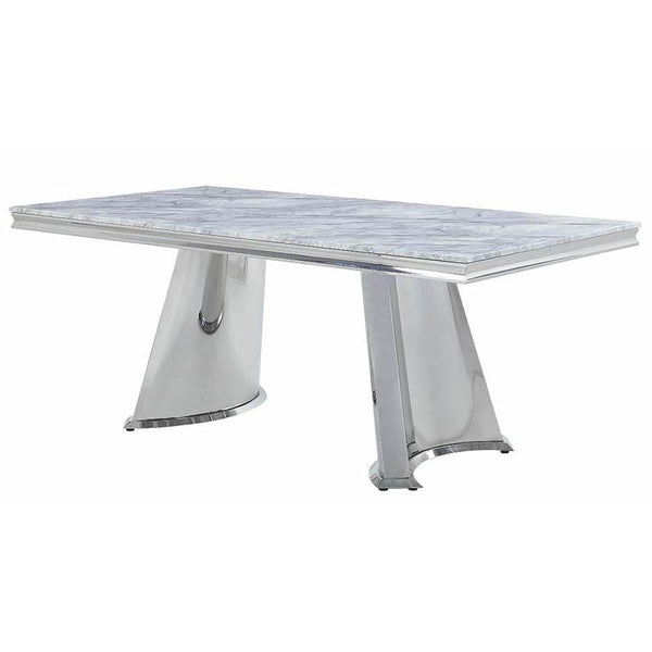 Acme Furniture Destry Dining Table with Faux Marble Top and Trestle Base DN01188 IMAGE 1