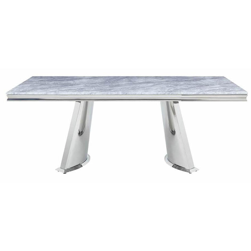 Acme Furniture Destry Dining Table with Faux Marble Top and Trestle Base DN01188 IMAGE 2