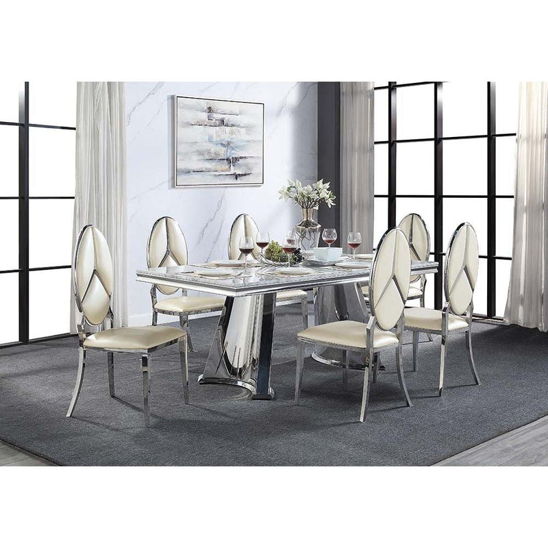Acme Furniture Destry Dining Table with Faux Marble Top and Trestle Base DN01188 IMAGE 5