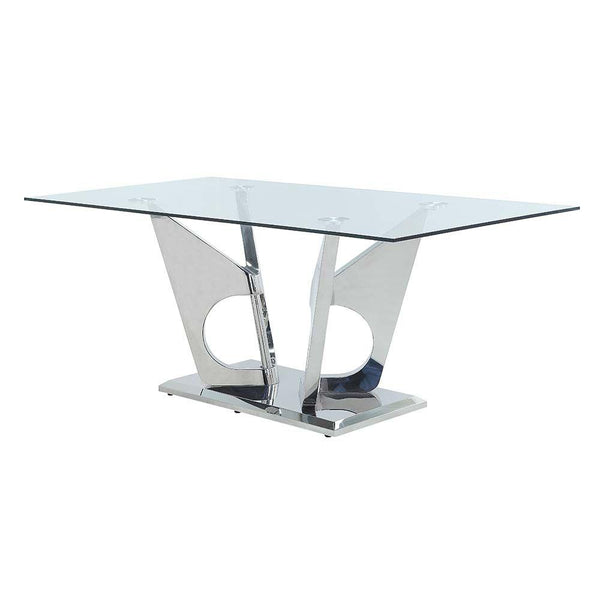 Acme Furniture Azriel Dining Table with Glass Top and Pedestal Base DN01191 IMAGE 1