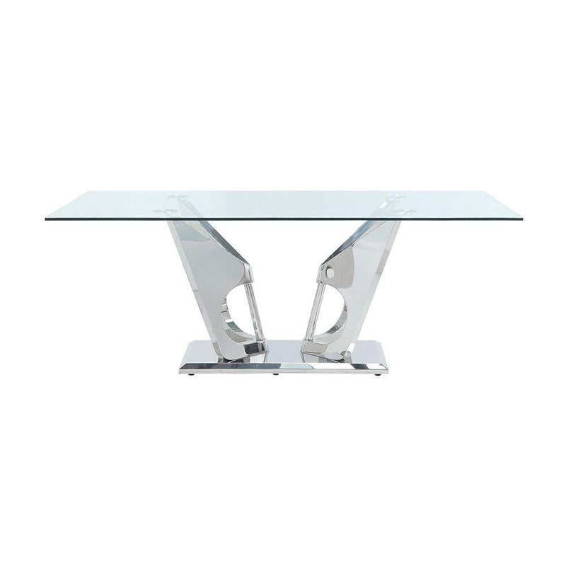 Acme Furniture Azriel Dining Table with Glass Top and Pedestal Base DN01191 IMAGE 2