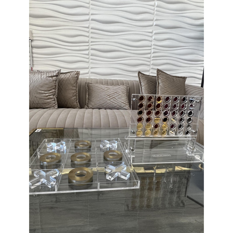 Luxe Loft Home Decor Miscellaneous Tic Tac Toe - Clear/Gold IMAGE 2