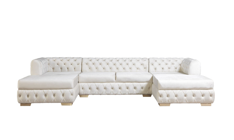 Matilda Ivory Velvet Double Chaise Sectional