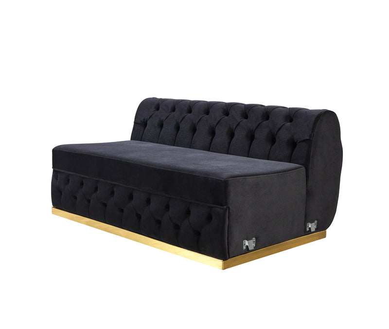 Jess Velvet Black Double Chaise Sectional