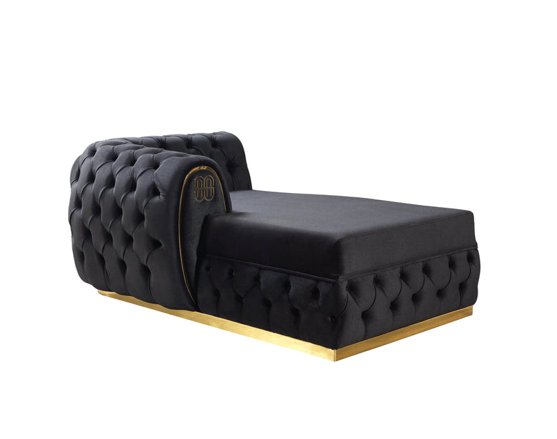 Jess Velvet Black Double Chaise Sectional