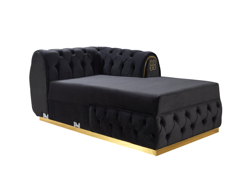 Jess Velvet Black Double Chaise Sectional
