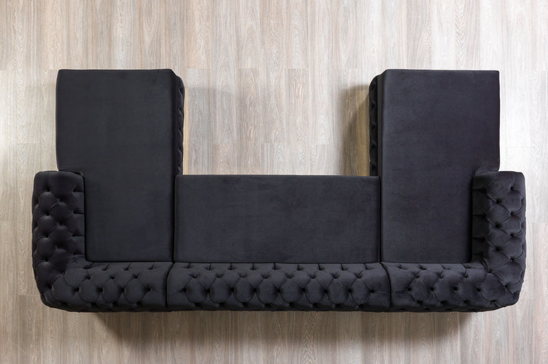 Jess Velvet Black Double Chaise Sectional