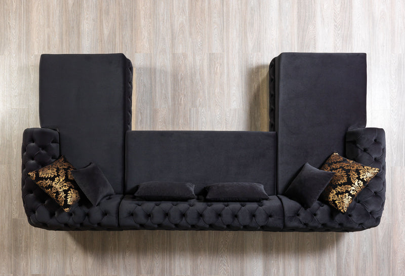 Jess Velvet Black Double Chaise Sectional