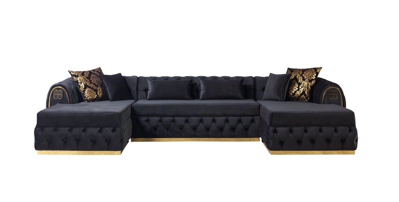Jess Velvet Black Double Chaise Sectional