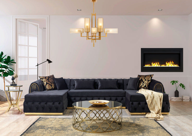 Jess Velvet Black Double Chaise Sectional