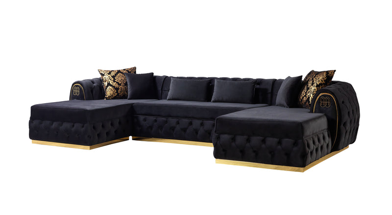 Jess Velvet Black Double Chaise Sectional