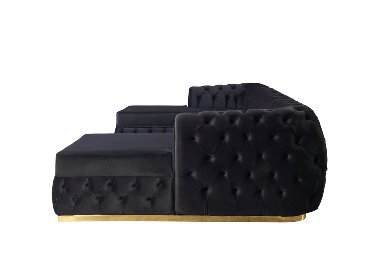 Jess Velvet Black Double Chaise Sectional