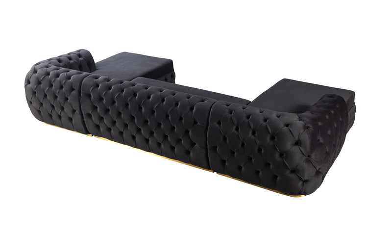 Jess Velvet Black Double Chaise Sectional