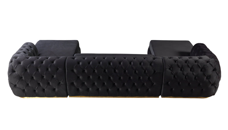 Jess Velvet Black Double Chaise Sectional